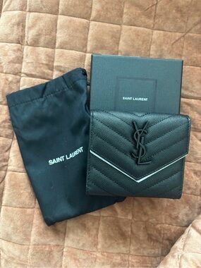 Saint Laurent Black Quilted Leather Wallet with YSL Logo